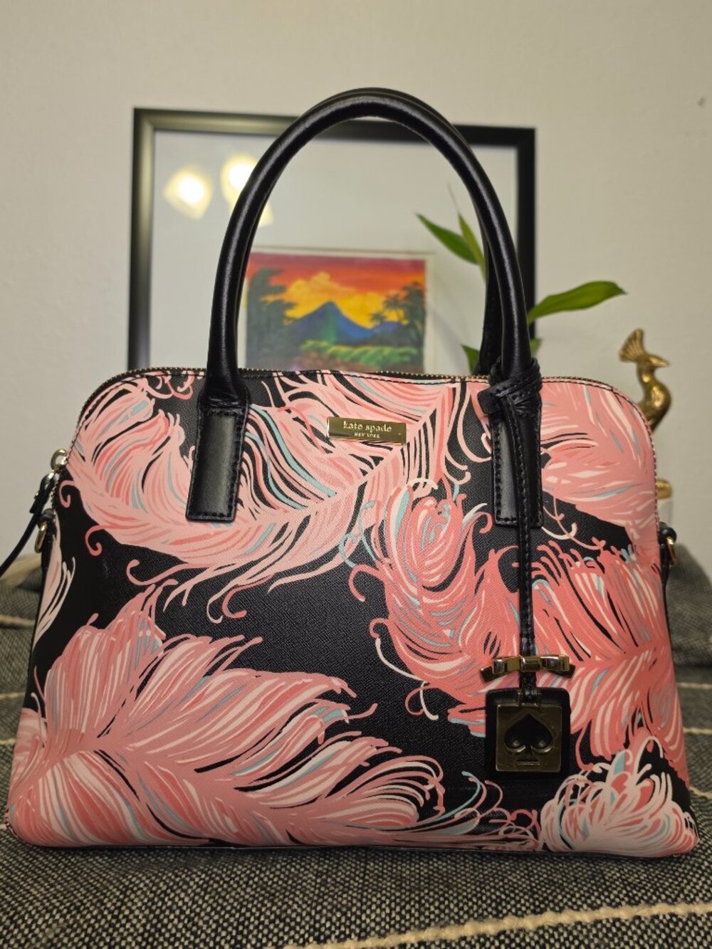 Kate Spade Brightwater Drive Small Rachelle Feather Print Satchel